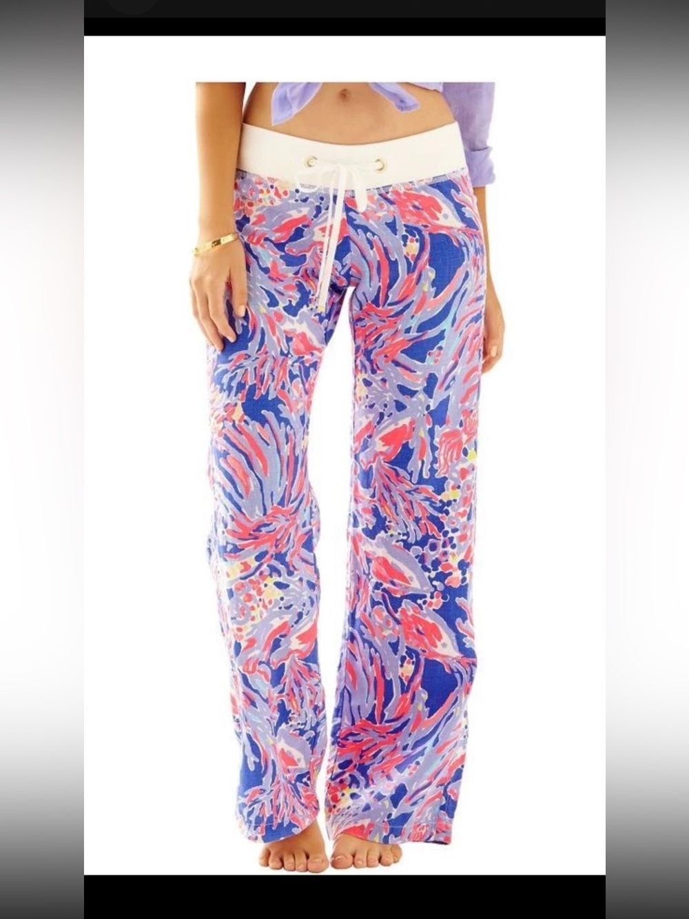 Lilly Pulitzer Linen The Beach Pant Iris Blue Shrimply Chic